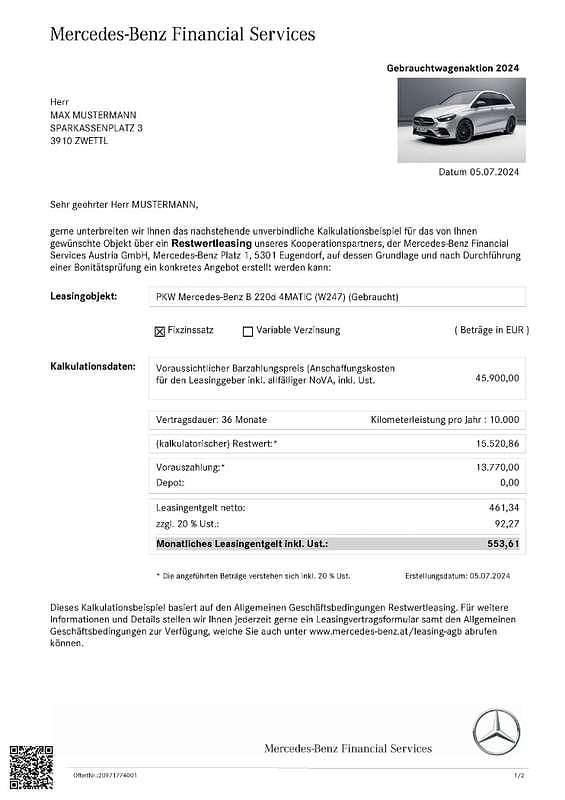 Gebraucht Mercedes B220 AMG line 190 PS (139 kW) 2022 Schwarz Van / Kleinbus