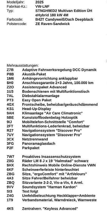 Neu VW Multivan Edition 177 PS (130 kW) 2025 Weiß Van