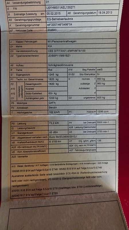 Rot Gebraucht 2015 Kia Ceed Kleinwagen | € 6.999 (Superpreis) - Bild 1/4
