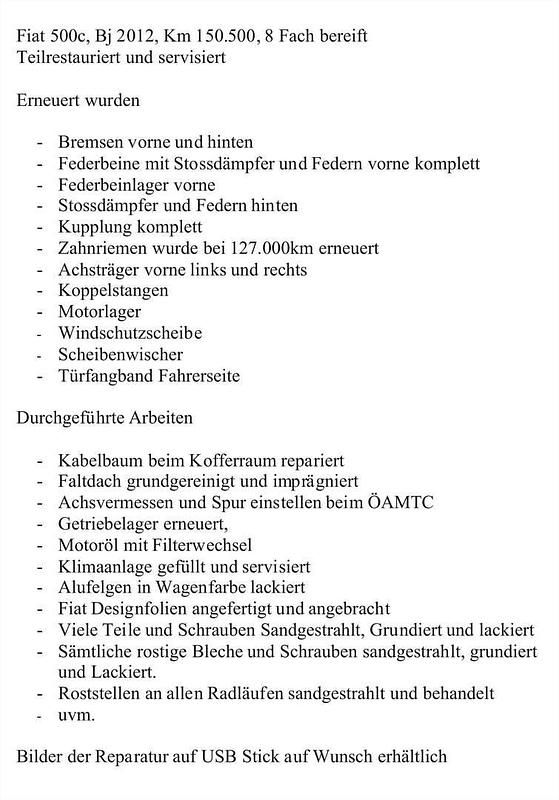 Gebraucht Fiat 500C Lounge 69 PS (50 kW) 2012 Weiß Cabrio