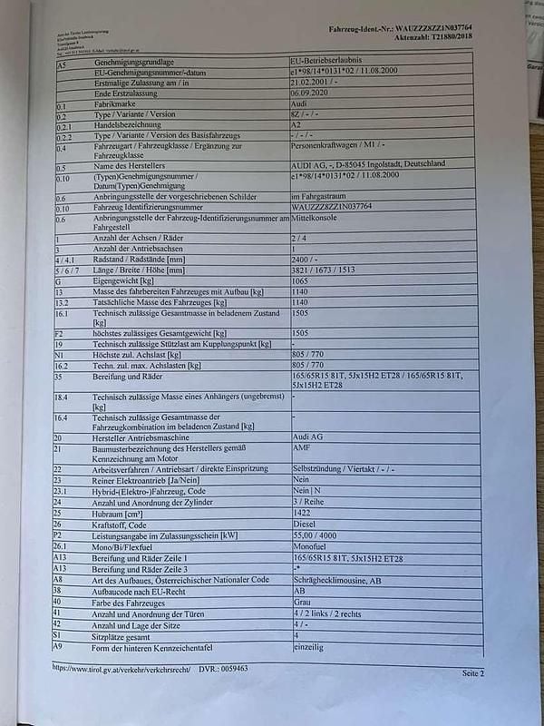 Silber Gebraucht 2001 Audi A2 Kleinwagen | € 6.000 - Bild 1/4