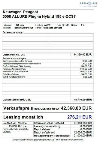 Neu Peugeot 5008 195 PS (143 kW) 2026 Schwarz SUV