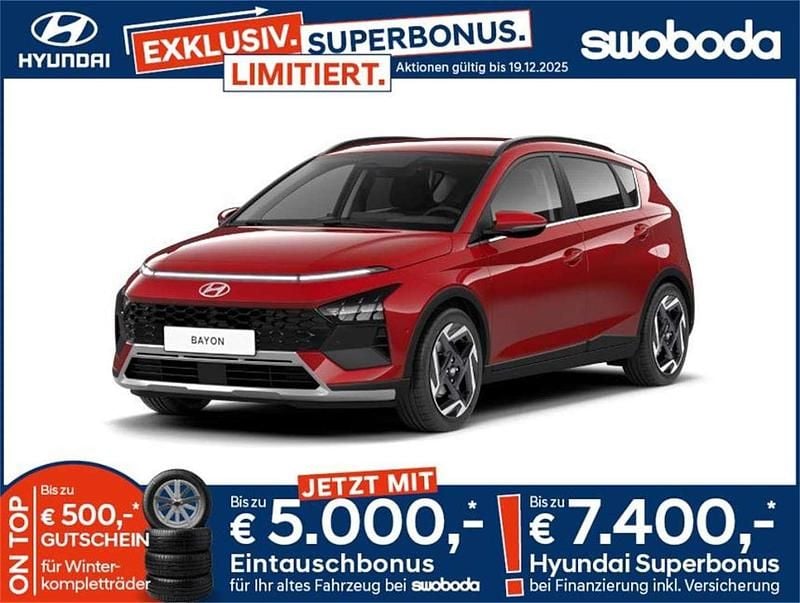 Neu Hyundai Bayon GO! 101 PS (74 kW) 2025 Dragon red  rot SUV
