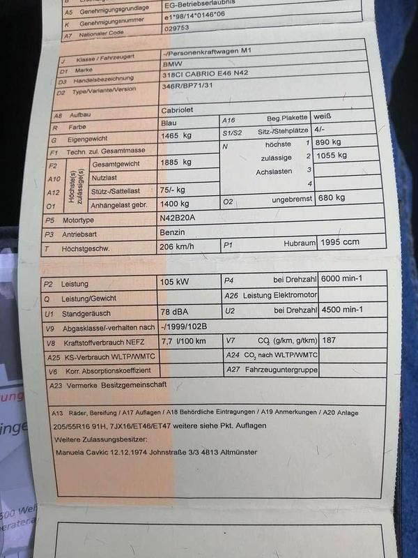 Gebraucht BMW 318 Cabriolet 143 PS (105 kW) 2003 Blau Cabrio