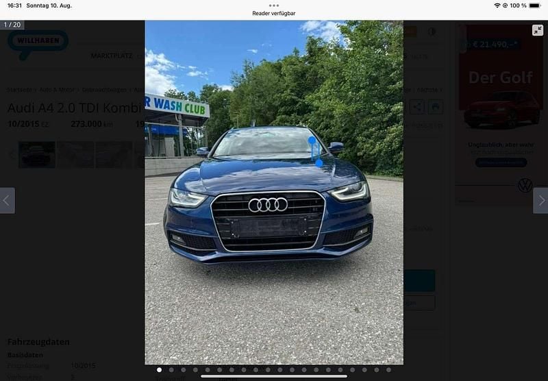 Blau Gebraucht 2015 Audi A4 Sport Kombi | € 11.570 (Fairer Preis) - Bild 1/4