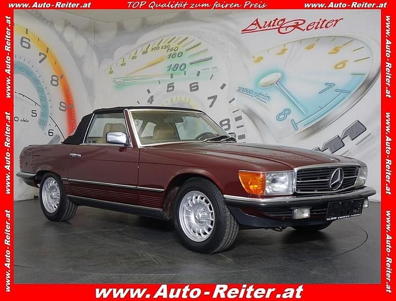 Weinrot Gebraucht 1985 Mercedes SL500 Cabrio | € 56.980 - Bild 1/3
