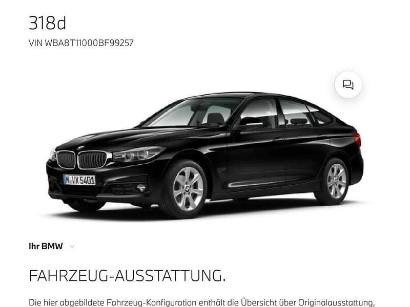 Schwarz Gebraucht 2017 BMW 318 Gran Turismo Advantage Limousine | € 17.200 - Bild 1/4