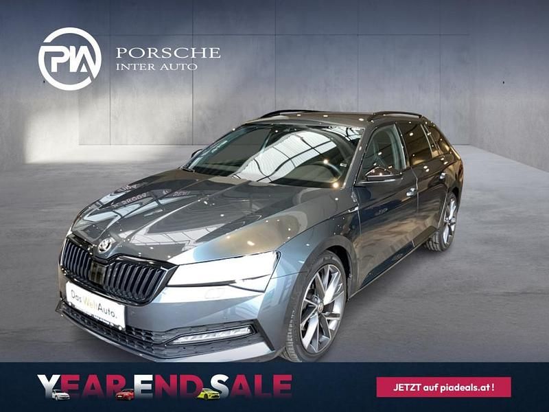 Dunkelgrau metallic Gebraucht 2020 Skoda Superb SportLine Kombi | € 29.670 (Teuer) - Bild 1/4