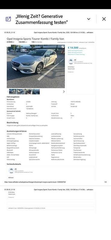 Gebraucht Opel Insignia Ultimate 136 PS (100 kW) 2020 Silber Kombi