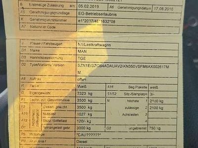 Gebraucht MAN TGE 140 PS (102 kW) 2019 Van