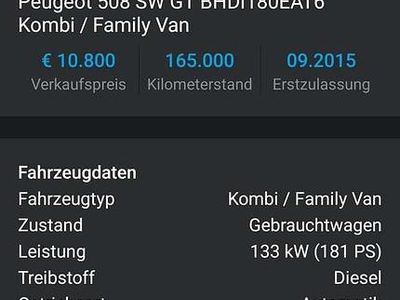 Gebraucht 2015 Peugeot 508 SW GT Kombi | € 9.500