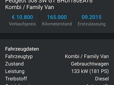 Gebraucht 2015 Peugeot 508 GT Kombi | € 9.500 (Superpreis)