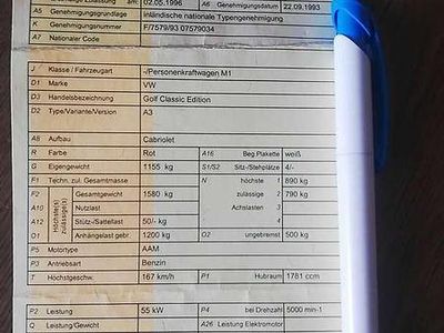 Rot Gebraucht 1996 VW Golf Cabriolet Classicline Cabrio | € 1.000