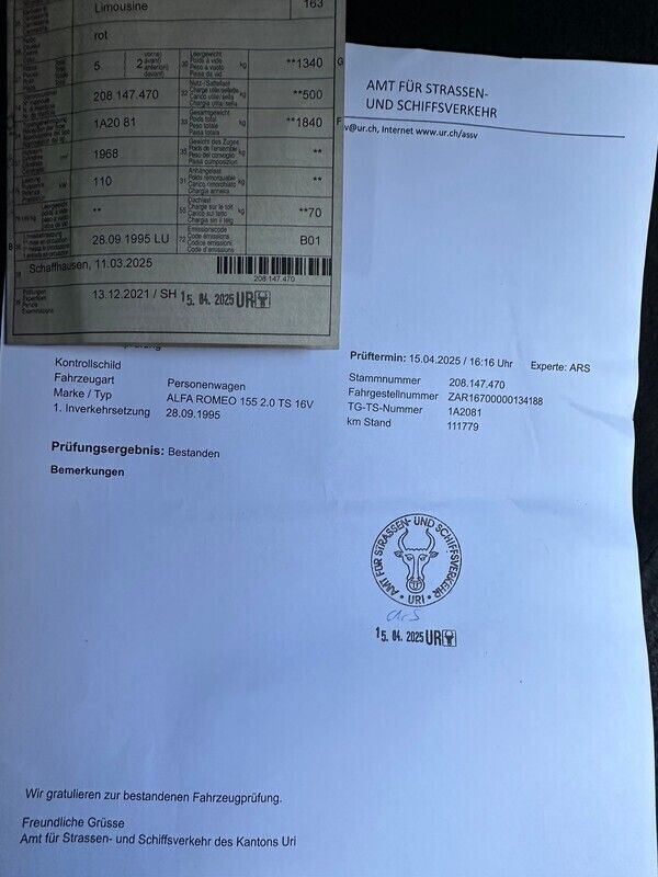 Gebraucht 1995 Alfa Romeo 155 Limousine | CHF 4’900 - Bild 1/4