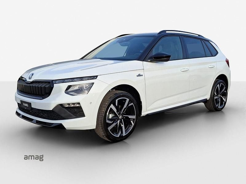 Neu Skoda Kamiq Monte Carlo 150 PS (110 kW) 2026 Moon weiss, metallic mit schwarzem dach SUV