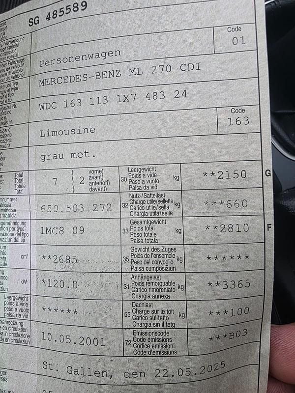 Gebraucht 2001 Mercedes ML270 SUV | CHF 3’800 - Bild 1/1