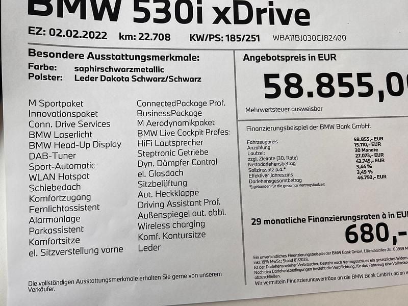 Gebraucht BMW 530 M Sport 252 PS (185 kW) 2022