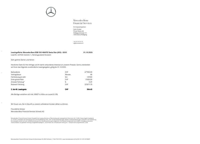 Gebraucht Mercedes EQB350 AMG line 214 kW (292 PS) 2024 Schwarz SUV