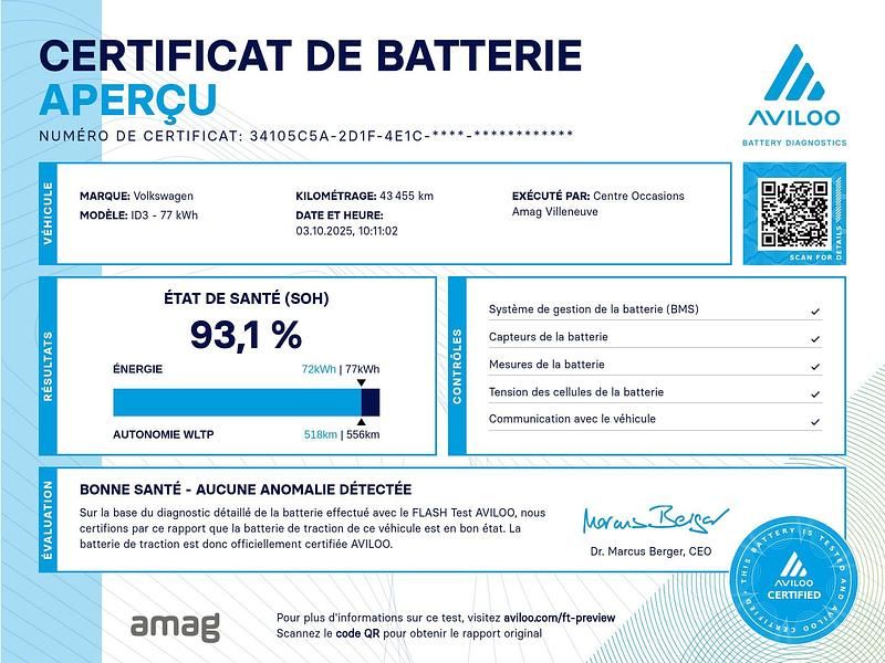 Gebraucht VW ID.3 Pro 150 kW (204 PS) 2021 Gletscherweiss met.schwarz Kleinwagen