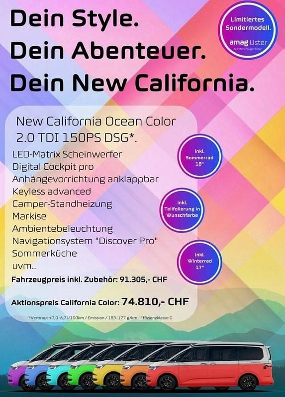 Candyweiss (lb9a) Neu 2025 VW California California Van | CHF 74’810 (Guter Preis) - Bild 1/4