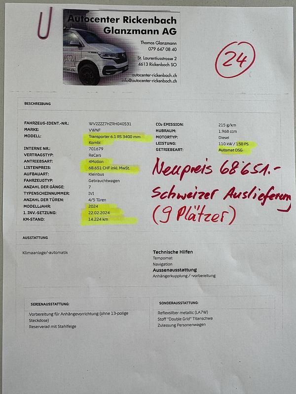 Gebraucht VW T6.1 150 PS (110 kW) 2024 Van