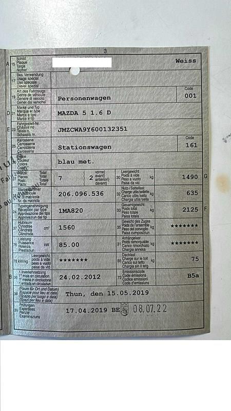 Gebraucht Mazda 5 115 PS (84 kW) 2012 Van / Kleinbus