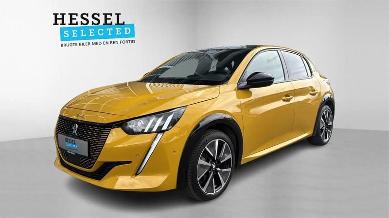 Gul Brugt 2022 Peugeot e-208 GT Hatchback | 142.900 kr. (God pris) - Billede 1/4