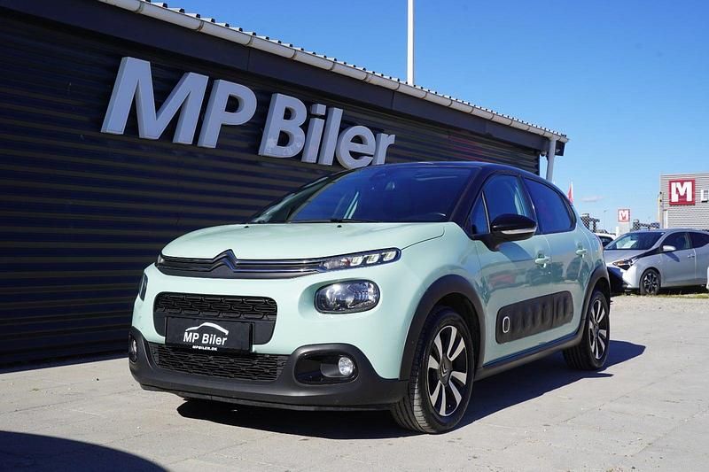 Grønmetal Brugt 2019 Citroën C3 PureTech Hatchback | 89.700 kr. (Lidt for dyr) - Billede 1/4