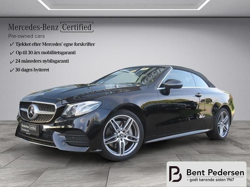 Obsidiansort metallic Brugt 2020 Mercedes E450 AMG line Cabriolet | 924.990 kr. - Billede 1/4
