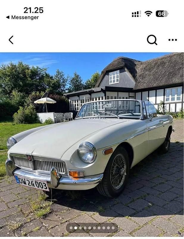 Hvid Brugt 1969 MG B Cabriolet | 65.000 kr. - Billede 1/4