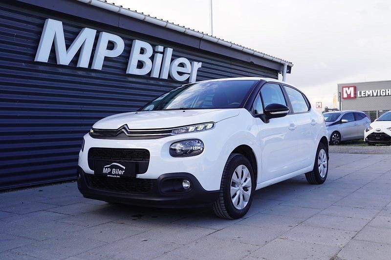 Hvid Brugt 2019 Citroën C3 PureTech Hatchback | 74.900 kr. (Fair pris) - Billede 1/4