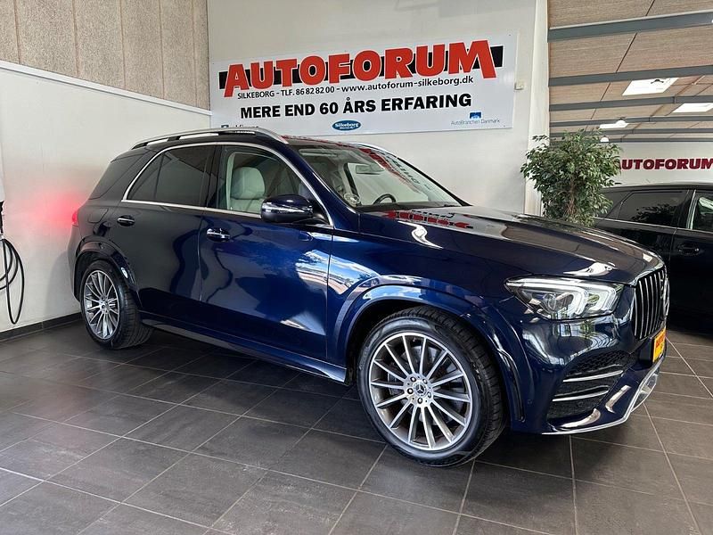 Blåmetal Brugt 2019 Mercedes GLE450 AMG AMG line Van | 519.900 kr. - Billede 1/4