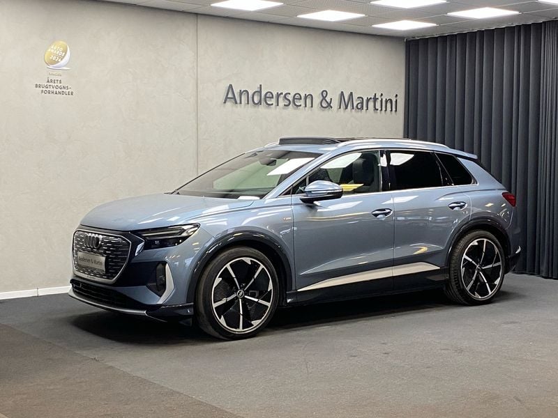 Geyser blue Brugt 2021 Audi Q4 e-tron Edition .1 SUV | 334.800 kr. (God pris) - Billede 1/4