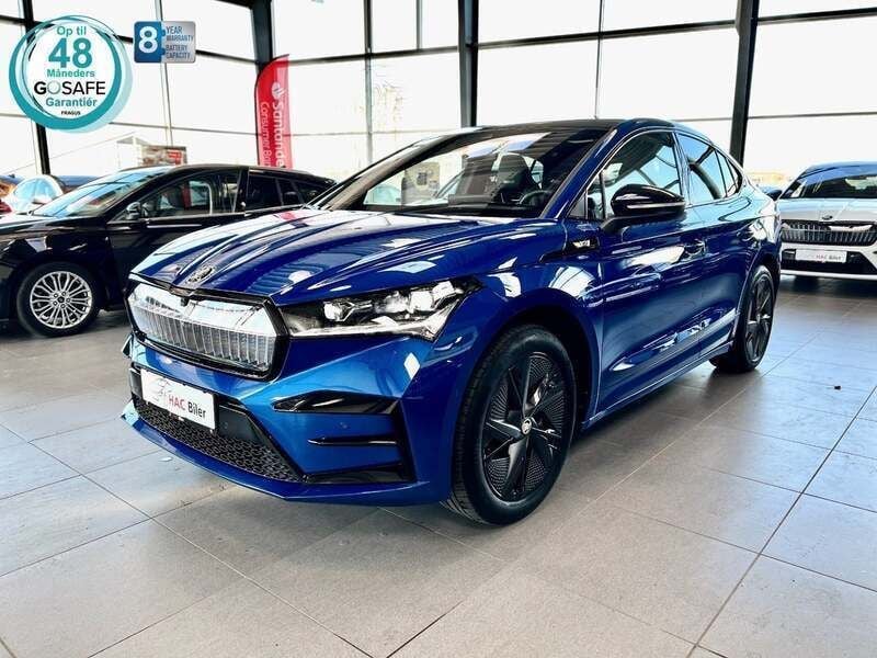 Blåmetal Brugt 2024 Skoda Enyaq iV RS SUV | 409.700 kr. (Fair pris) - Billede 1/4