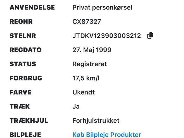 Brugt 1999 Toyota Yaris | 11.000 kr. (Lidt for dyr) - Billede 1/3