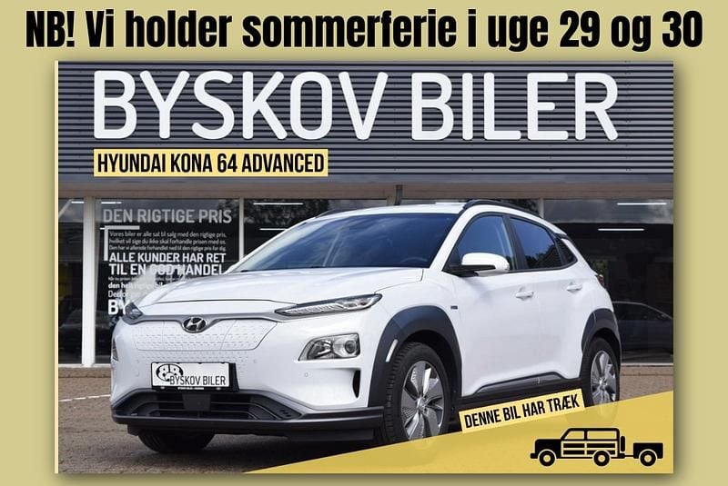 Hvid Brugt 2021 Hyundai Kona Advanced SUV | 149.995 kr. (God pris) - Billede 1/4