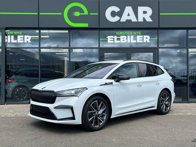 Hvid Brugt 2024 Skoda Enyaq iV SportLine SUV | 379.900 kr. - Billede 1/4