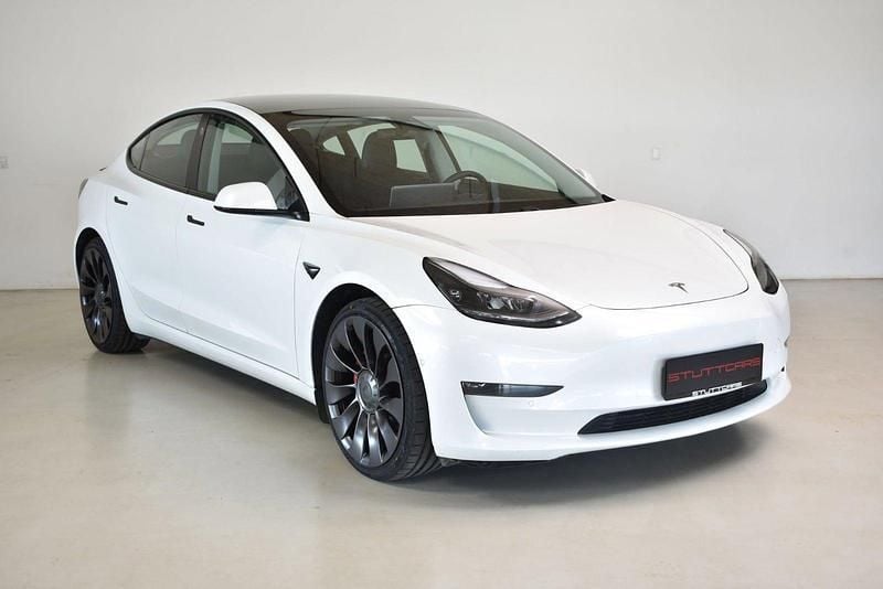 Hvid Brugt 2021 Tesla Model 3 Performance Sedan | 214.900 kr. (God pris) - Billede 1/4