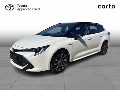 2kr pearl white/night sky bl Brugt 2021 Toyota Corolla H3 Stationcar | 249.900 kr. (Lidt for dyr)