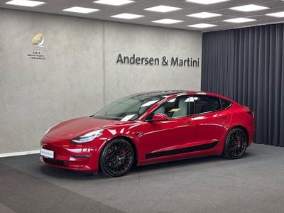 Rød Brugt 2020 Tesla Model 3 Performance Sedan | 198.900 kr. (Fair pris)