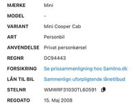 Brugt Mini Cooper Cabriolet 116 HK (85 kW) 2008 Cabriolet