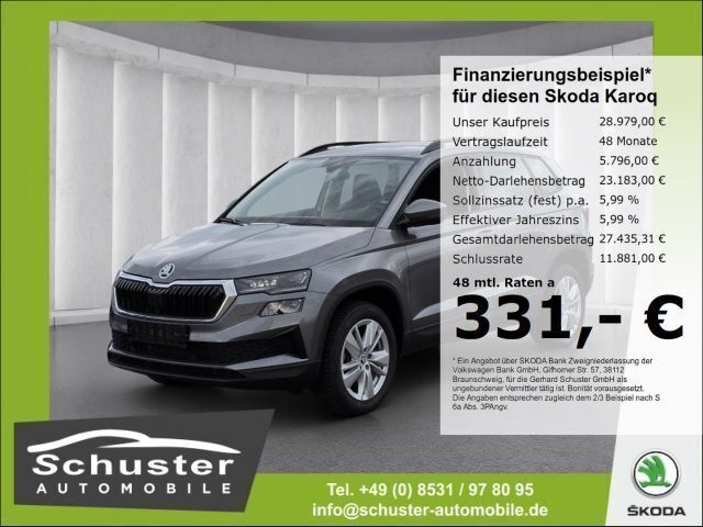 Graphitegrau metallic Gebraucht 2024 Skoda Karoq SUV | 28.979 € (Superpreis) - Bild 1/4