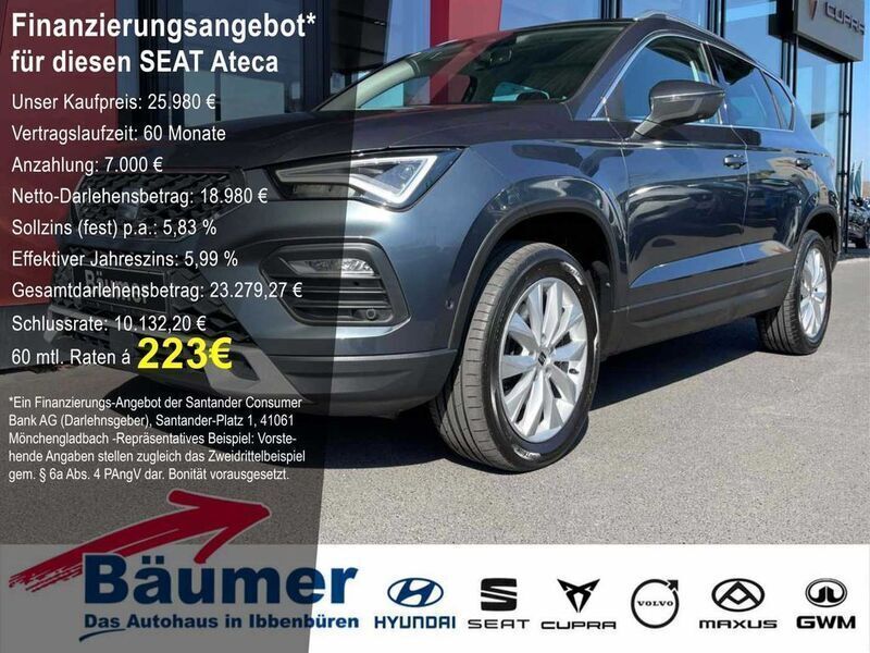 Rodium grau (metallic) Gebraucht 2022 Seat Ateca Style SUV | 25.980 € (Fairer Preis) - Bild 1/4