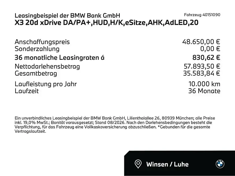 Gebraucht BMW X3 Comfort Edition 255 PS (187 kW) 2025 Black sapphire (schwarz) SUV