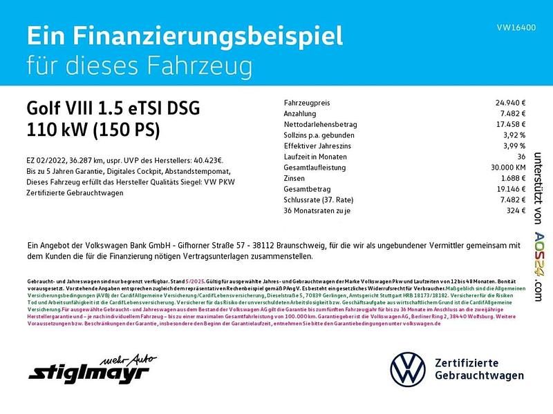 Gebraucht VW Golf 150 PS (110 kW) 2022 Deep black perleffekt Limousine