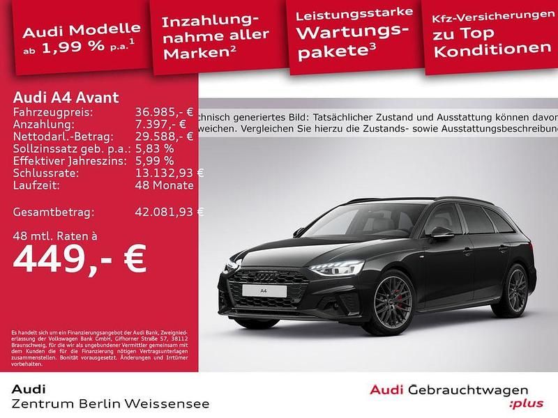 Mythosschwarz metallic Gebraucht 2024 Audi A4 S-Line Kombi | 36.985 € (Fairer Preis) - Bild 1/4