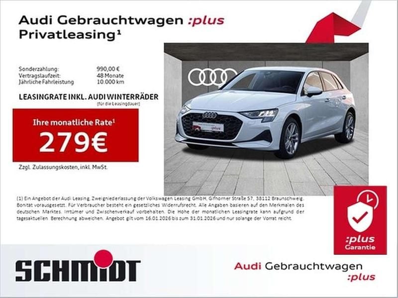 Gletscherweiß metallic Gebraucht 2025 Audi A3 Advanced Plus Limousine | 30.840 € (Fairer Preis) - Bild 1/3