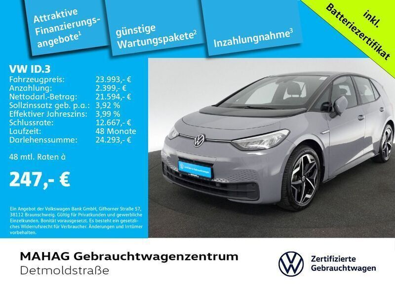 Gebraucht VW ID.3 Pro 106 kW (145 PS) 2022 Mondsteingrau schwarz Kleinwagen