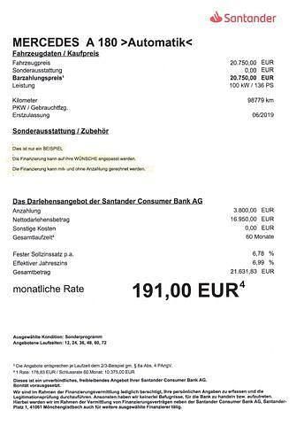 Gebraucht Mercedes A180 136 PS (100 kW) 2019 Silber Limousine