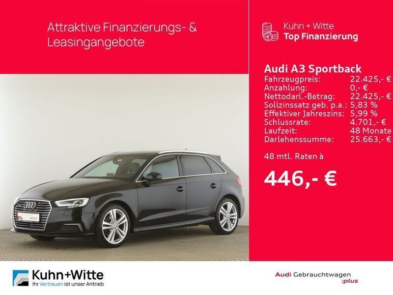Mythosschwarz metallic Gebraucht 2020 Audi A3 Sportback e-tron Sport Limousine | 22.425 € (Fairer Preis) - Bild 1/3